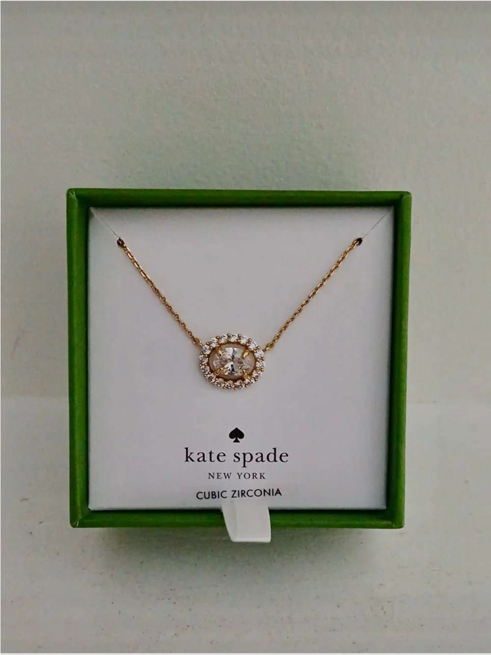 kate spade Gold Cubic Zirconia Halo Necklace - NIB